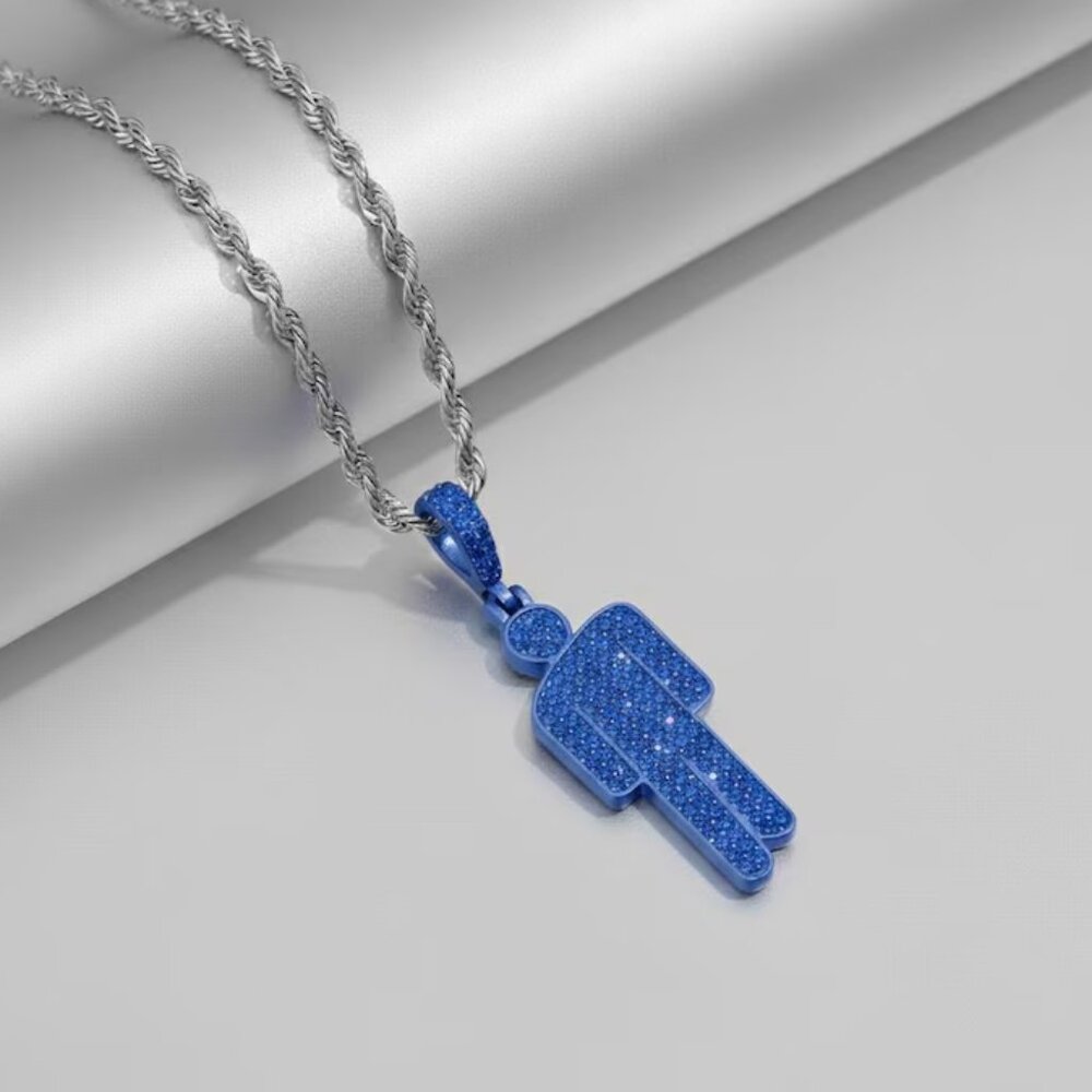 Billie Eilish Necklace - Blohsh Necklace (Blue) silver rope - Concert - Y2K
